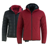 Detail view of the Flip Warm Jacket’s fixed hood designed for warmth and balance when dropped at the back.
