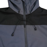 Close-up of the waterproof #5 zipper with thumb puller used for the main front closure of the Mountain Sigma Outdoor Textile Jacket.