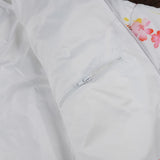 Inner view of the Japan Flower Men Puffer Jacket, featureiing japanese Flower art paint on the body and inner zip in this picture.