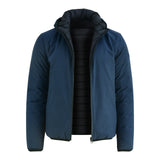 Front view of the Flip Warm Jacket featuring a waterproof YKK zipper closure, two waist pockets with waterproof zippers, and Lycra piping on the cuffs and bottom for heat retention.